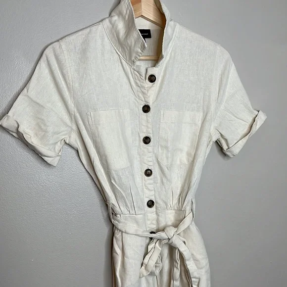 Who What Wear Beige Linen Jumpsuit Size XS - Picture 2 of 11